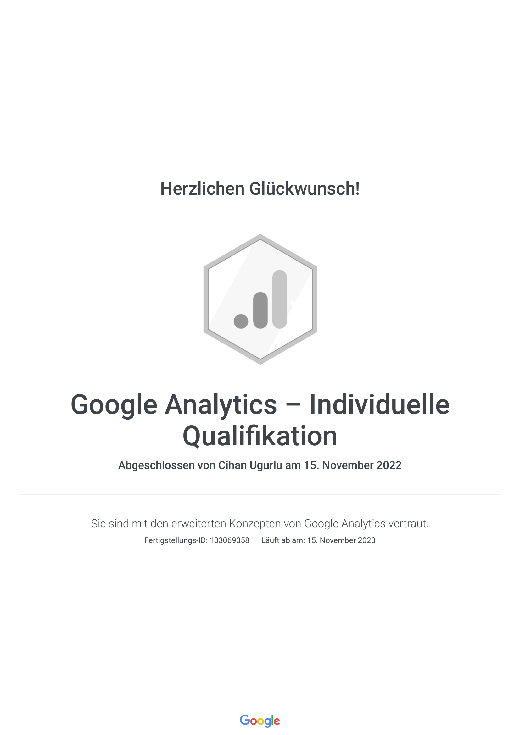 Elcommerce Google Analytics – Individuelle Qualifikation Zertifikat, Exklusiv Online Marketing Deutschland