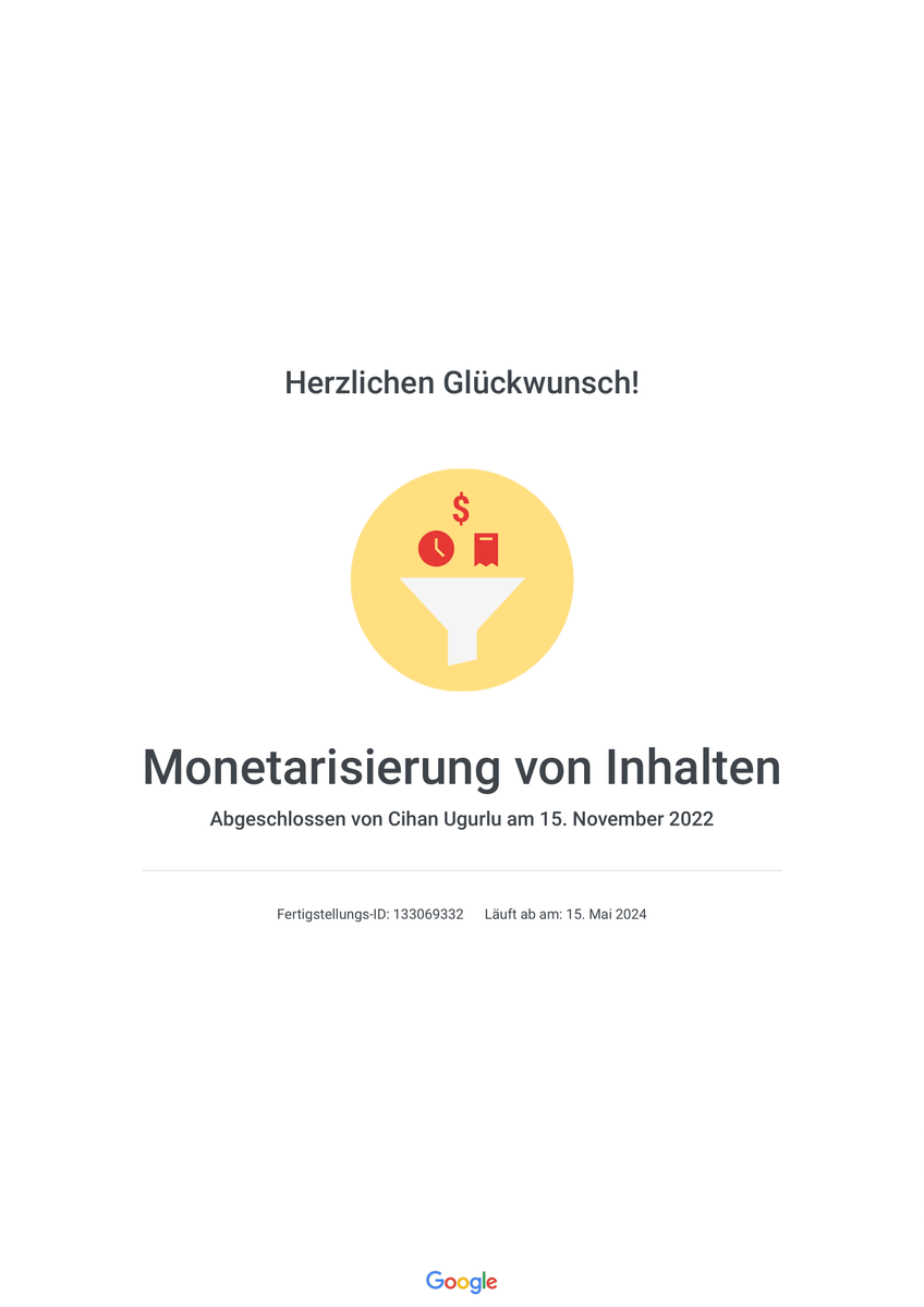 Google, YouTube Monetarisierung von Inhalten, Elcommerce Zertifikat, Prestige Performance Marketing Services