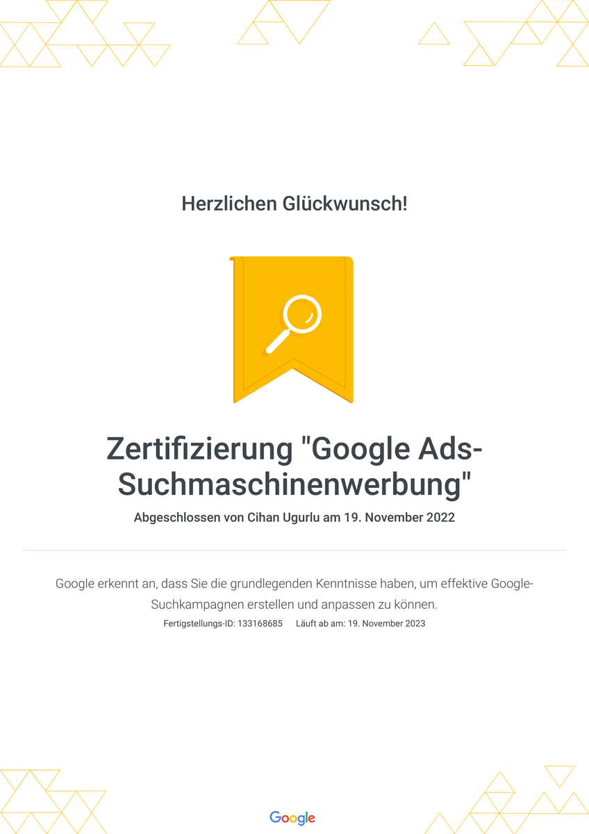 Elcommerce Zertifizierung Google Ads-Suchmaschinenwerbung, Prestige Performance Google Ads Marketing Hannover