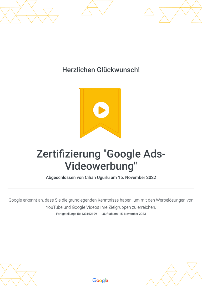 Elcommerce Zertifizierung Google Ads-Videowerbung, Hannover Google Ads Marketing Agentur