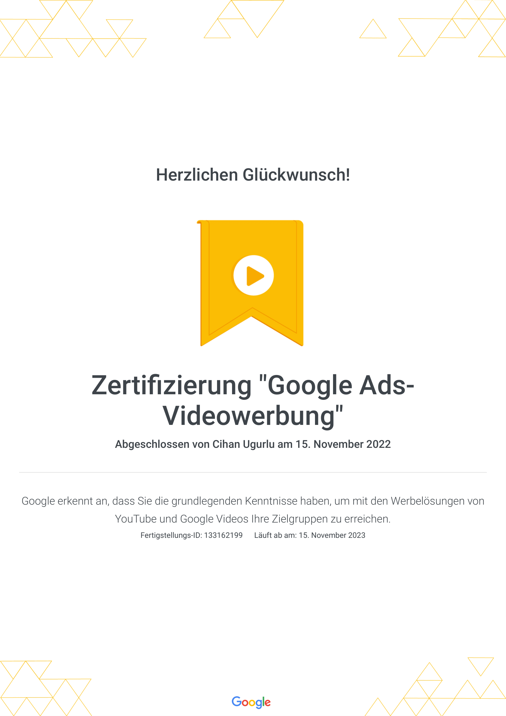 Elcommerce Zertifizierung Google Ads-Videowerbung, Hannover Google Ads Marketing Agentur