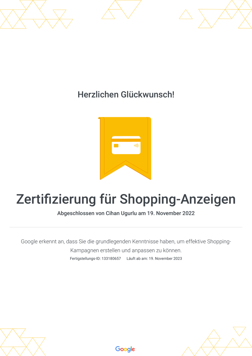 Elcommerce Zertifikat Zertifizierung für Google Ads Shopping-Anzeigen, Google Ads Marketing Agentur Hannover