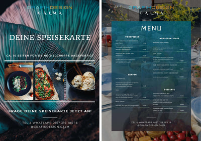 Kreative Speisekarten-Grafik: Verlockendes Design mit appetitanregenden Fotos.