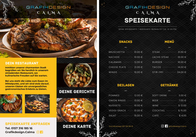 Maßgeschneiderte Menükarten: Professionelles Grafikdesign für Restaurants.